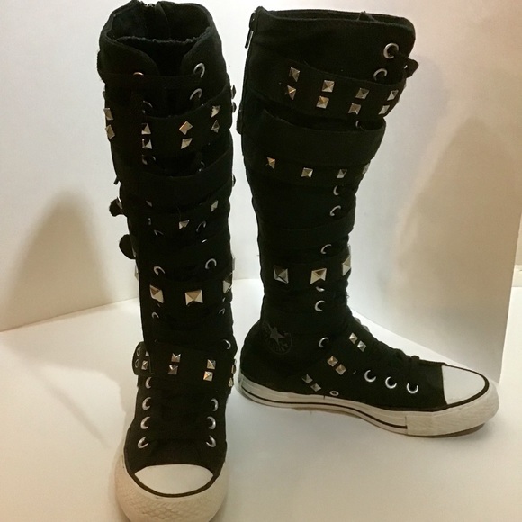 silver converse boots